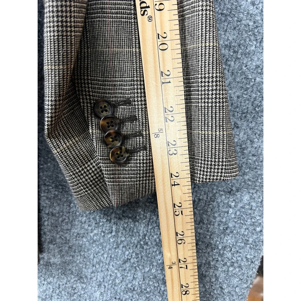 Banana Republic Blazer Mens 38S Tan Brown Wool Glen Plaid Sport Coat Old Money
